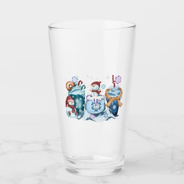 Snowman Glass Cup (Front)