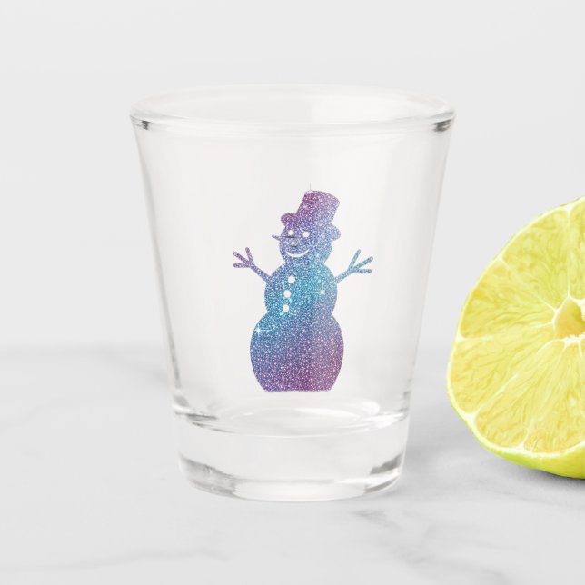 Snowman glittery shot glass (Front)