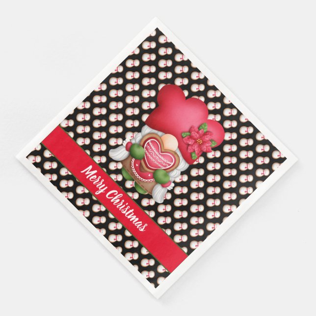 Snowman Gnome Customize Colour and Text Napkin (Corner)
