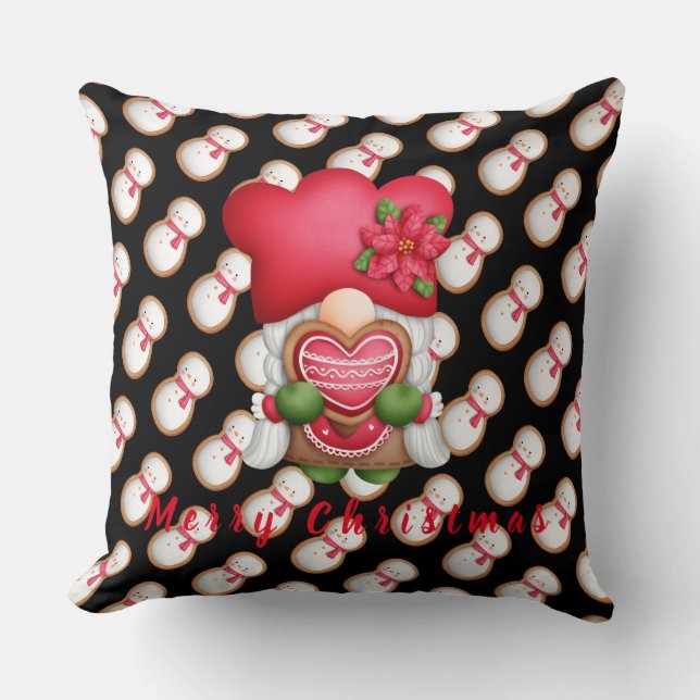 Snowman Gnome Customize Text and Colour 20"X20" Throw Pillow (Front)