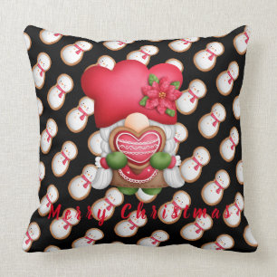 Snowman Gnome Customize Text and Colour 20"X20" Throw Pillow