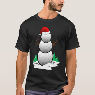 Snowman Golf Ball Santa Hat Christmas Pajama Xmas T-Shirt