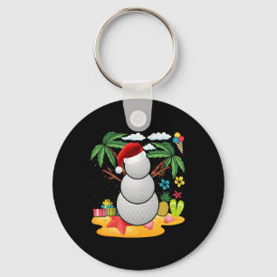 Snowman Golfer Tee Christmas Summer In July Party Keychain