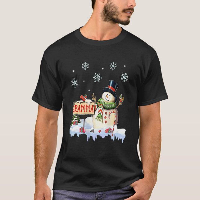 Snowman Gramma Freeze Christmas Party Xmas T-Shirt (Front)