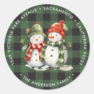 Snowman Green Christmas Return Address Labels