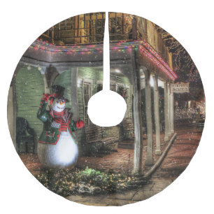 Snowman Greetings Brushed Polyester Tree Skirt