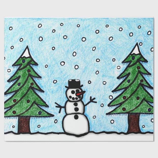 Snowman Greetings Wrapping Paper (Flat)