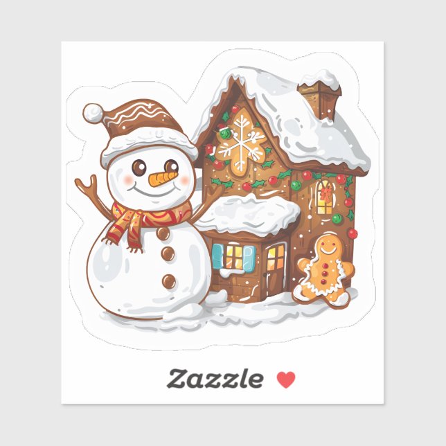 Snowman Greets Christmas at Cozy Cottage (Sheet)
