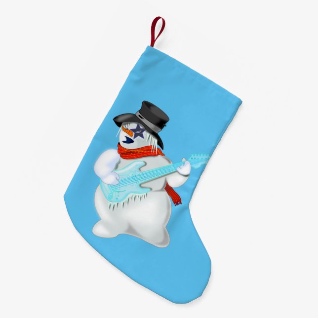 Snowman Guitar Player Christmas Stocking (Front (Hanging))