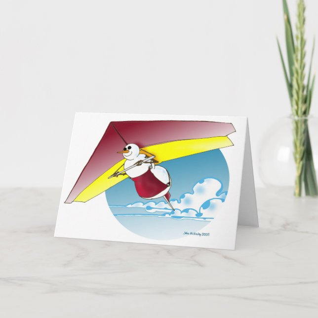 Snowman hang gliding! thank you card (Front)