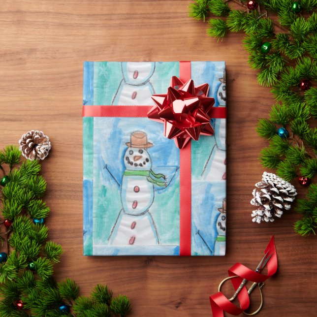Snowman Happiness - Kids Art fo CHOC Wrapping Paper (Holiday Gift)