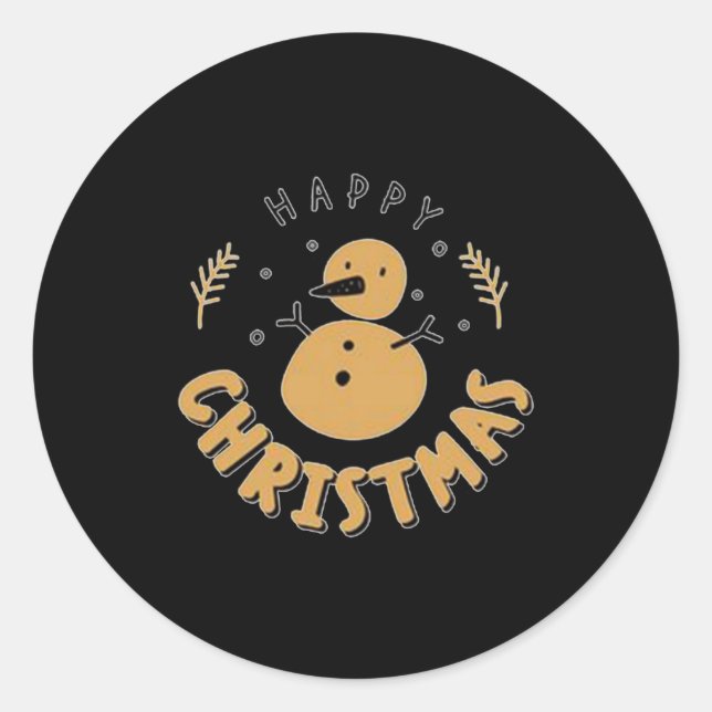 Snowman Happy Christmas  Classic Round Sticker (Front)