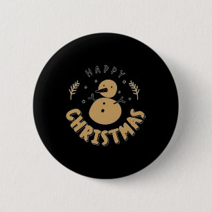 Snowman Happy Christmas T Shirt  2 Inch Round Button