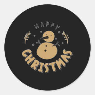 Snowman Happy Christmas T Shirt  Classic Round Sticker