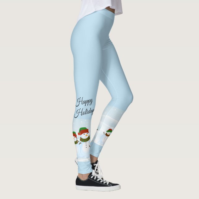 Snowman Happy Holidays Blue Leggings (Right)