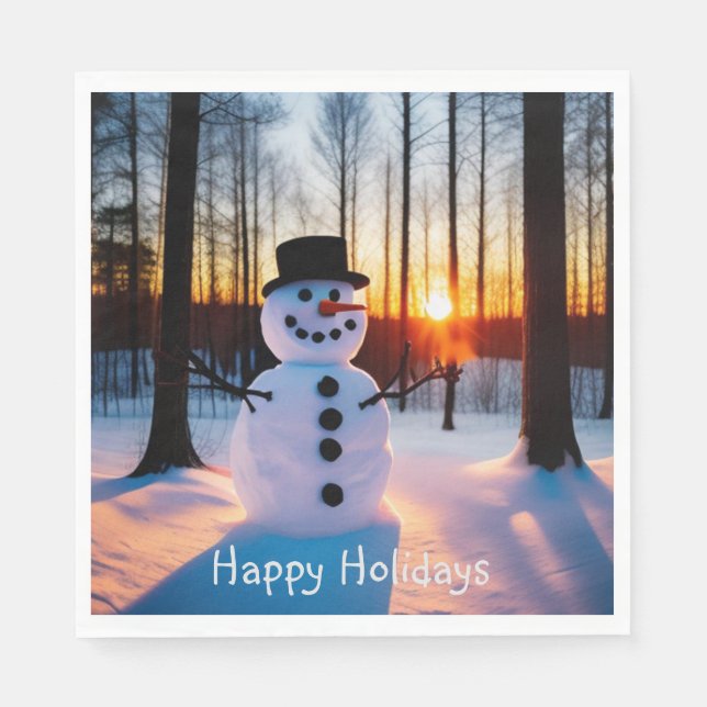 Snowman Happy Holidays Napkin (Front)