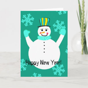 Snowman Happy New Year Greeting Card