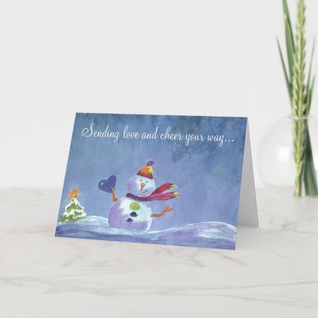 Snowman Heart Holiday Card (Front)