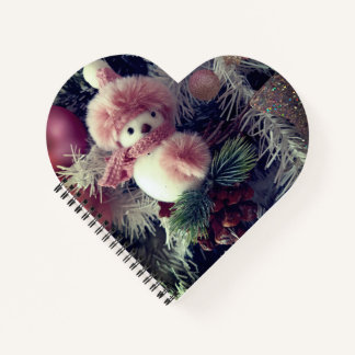 Snowman Heart-Shaped Spiral Notebook