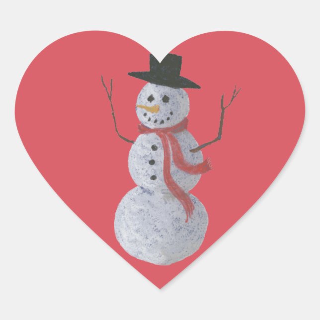 Snowman Heart Sticker (Front)