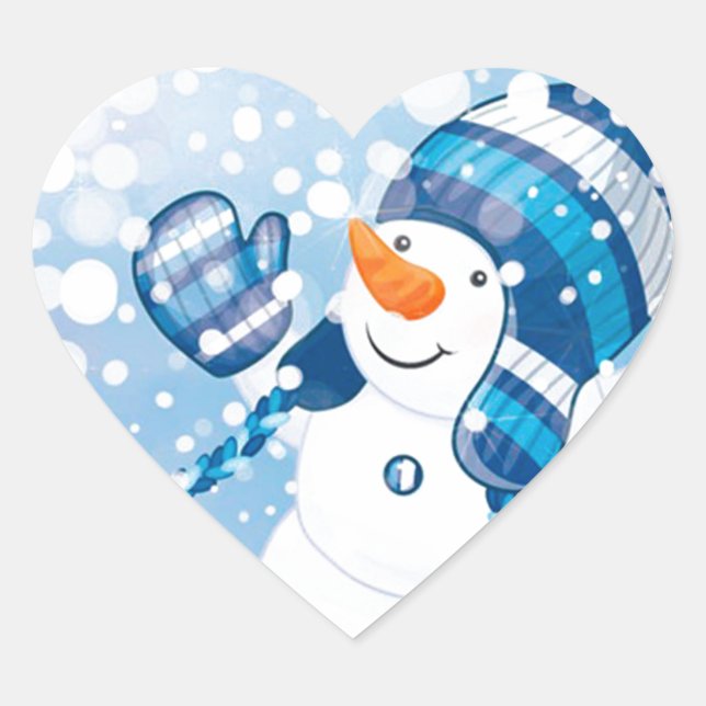 Snowman Heart Sticker (Front)