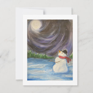 Snowman hiver scène Flat Note Carte