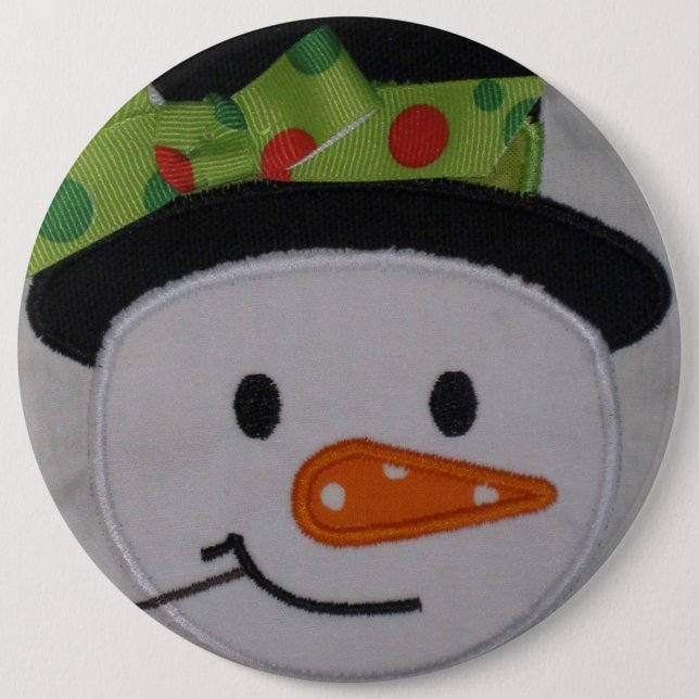 Snowman Holiday 6 Inch Round Button (Front)
