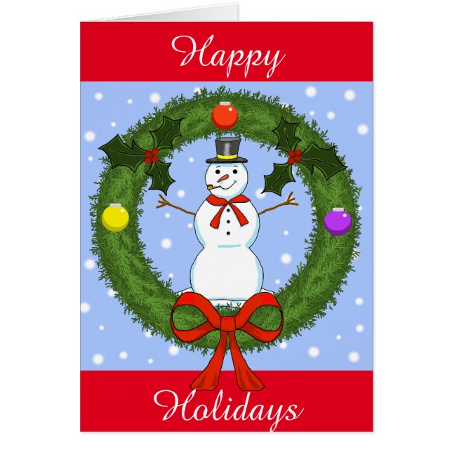 Snowman Holiday Greeting Card (Customizable) (Front)