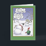 Snowman Holiday Humour, Size Matters<br><div class="desc">A funny Christmas snow people humour card depicting a cartoon of a snowman being laughed at by a couple of snow women about the size of his carrot, the snowman is voicing his displeasure to the kid who put him together. The inside of the card reads “Wishing you a super...</div>