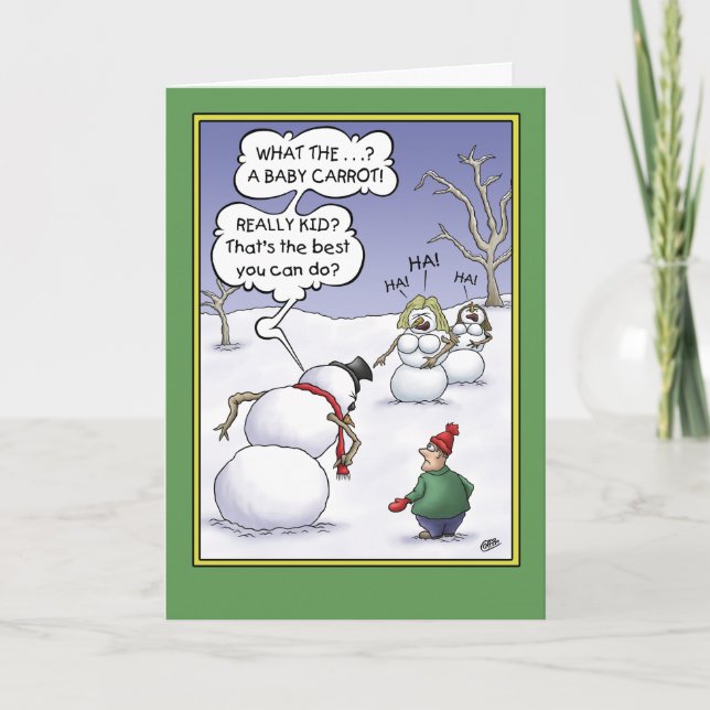 Snowman Holiday Humour, Size Matters Card (Front)