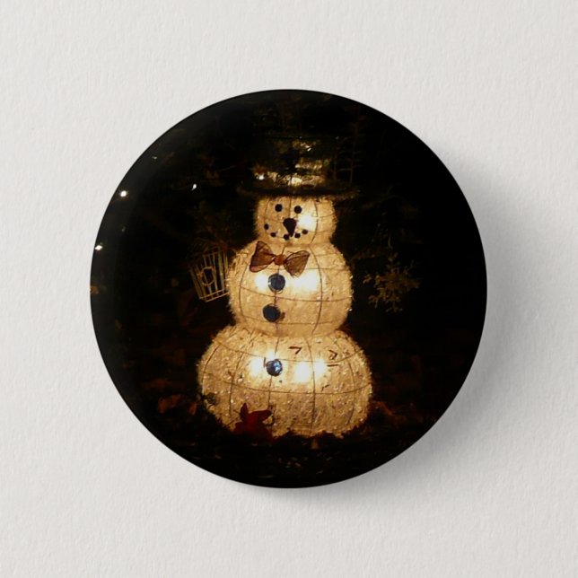 Snowman Holiday Light Display 2 Inch Round Button (Front)
