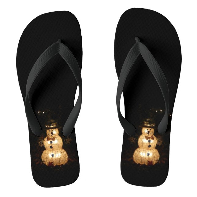 Snowman Holiday Light Display Flip Flops (Footbed)