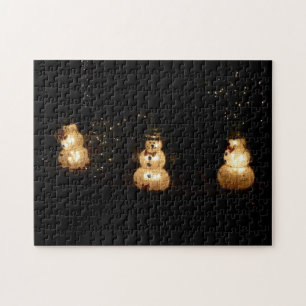 Snowman Holiday Light Display Jigsaw Puzzle