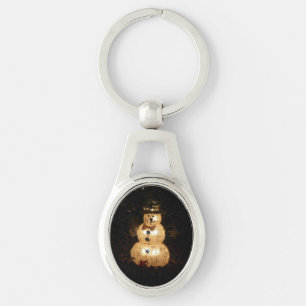 Snowman Holiday Light Display Keychain