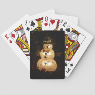 Snowman Holiday Light Display Playing Cards