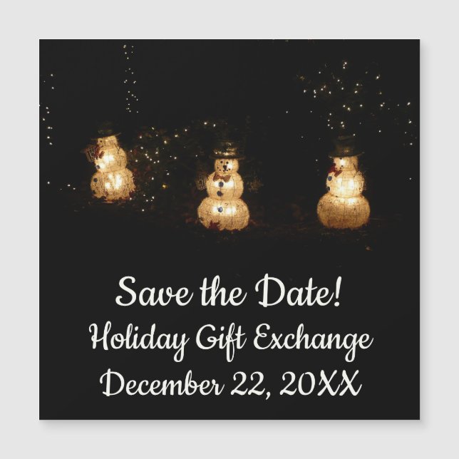 Snowman Holiday Light Display Save the Date (Front)