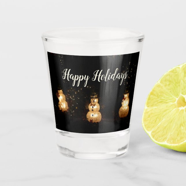 Snowman Holiday Light Display Shot Glass (Front)