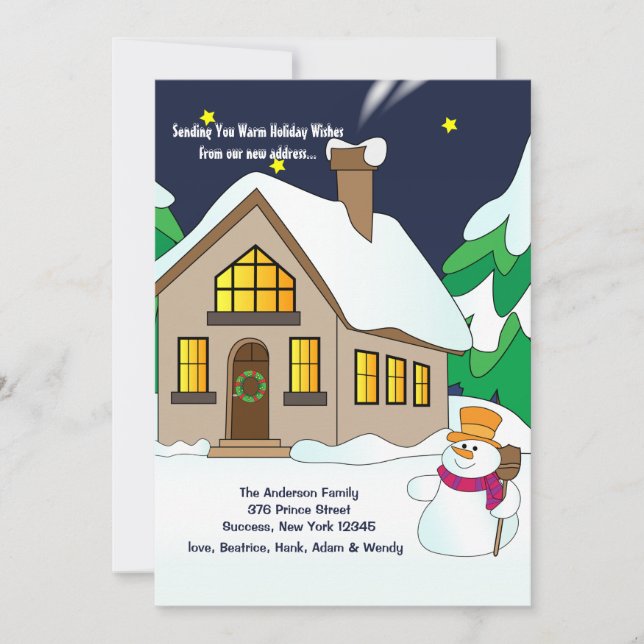Snowman Holiday Moving Announcement (Front)