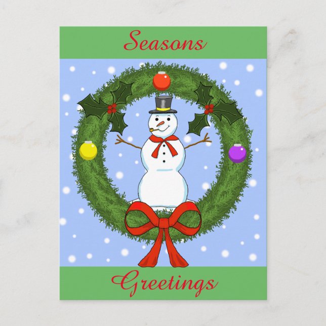 Snowman Holiday Postcard (Customizable) (Front)