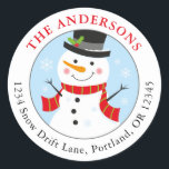Snowman Holiday Return Address Label Round<br><div class="desc">Add the finishing touch to your envelopes this holiday season with this cute snowman return address label.</div>