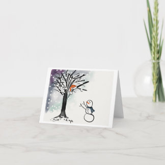 Snowman holiday season greeting card, funny, cute