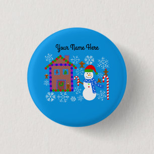 Snowman & House #2 Button