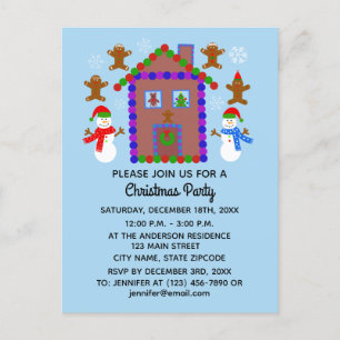 Snowman & House #3 Carte postale Invitation