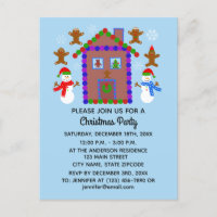 Snowman & House #3 Invitation Postcard