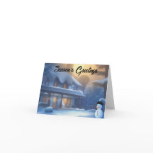 snowman house christmas card