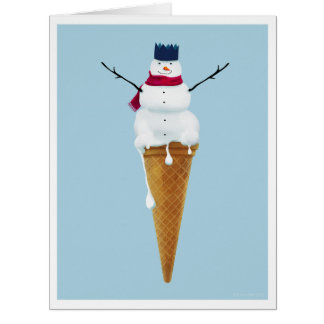 Snowman Ice Cream Cone - large card