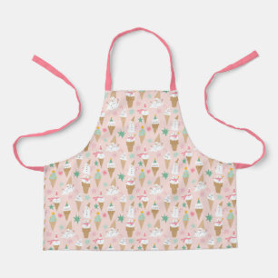 Snowman Ice Cream Cones Christmas Pattern Apron
