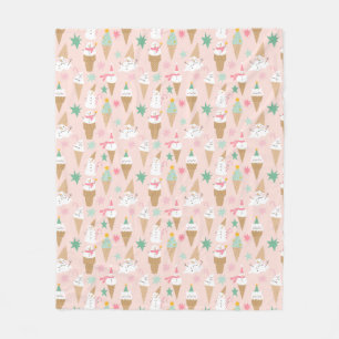 Snowman Ice Cream Cones Christmas Pattern Fleece Blanket