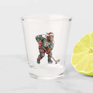 Snowman Ice Hockey Christmas 2026 Holiday Sports Shot Glass