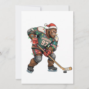 Snowman Ice Hockey Christmas 2026 Holiday Sports Thank You Card
